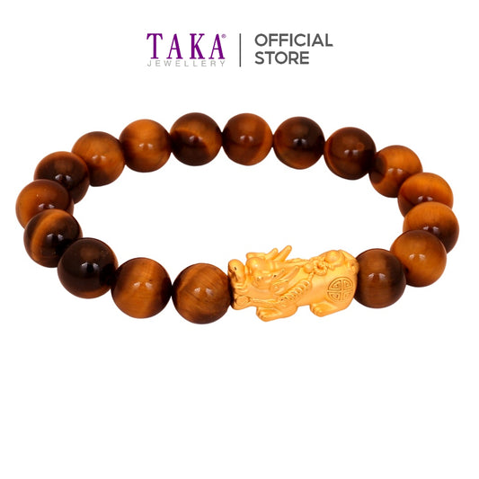 TAKA Jewellery 999 Pure Gold Pixiu with Beads Bracelet