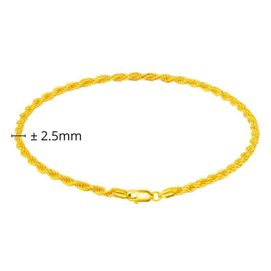 TAKA Jewellery 916 Gold Bracelet Rope