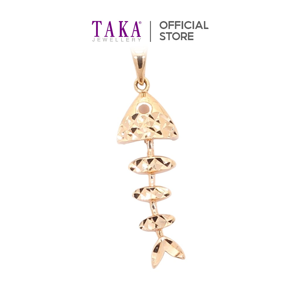 TAKA Jewellery Fish Bone Gold Pendant 18K