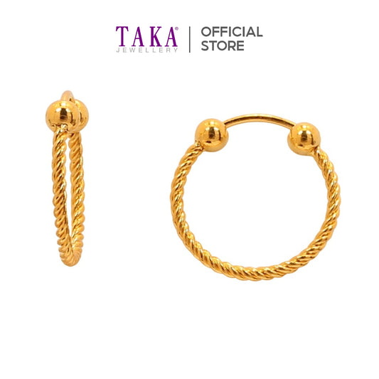 TAKA Jewellery 999 Pure Gold Hoops Earrings Rope