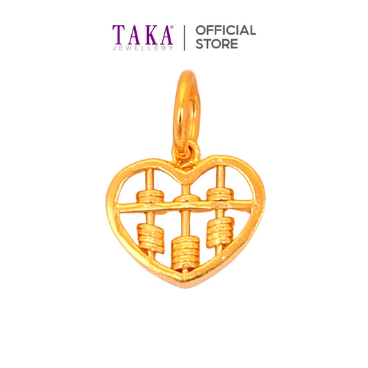 TAKA Jewellery 916 Gold Heart Abacus Pendant
