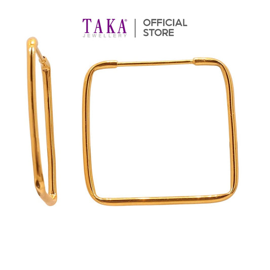 TAKA Jewellery 999 Pure Gold Hoops Earrings Square