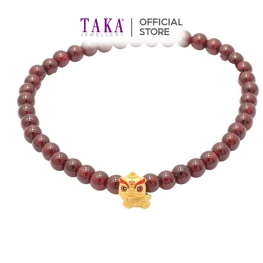 TAKA Jewellery 999 Pure Gold Charm With Beads Bracelet