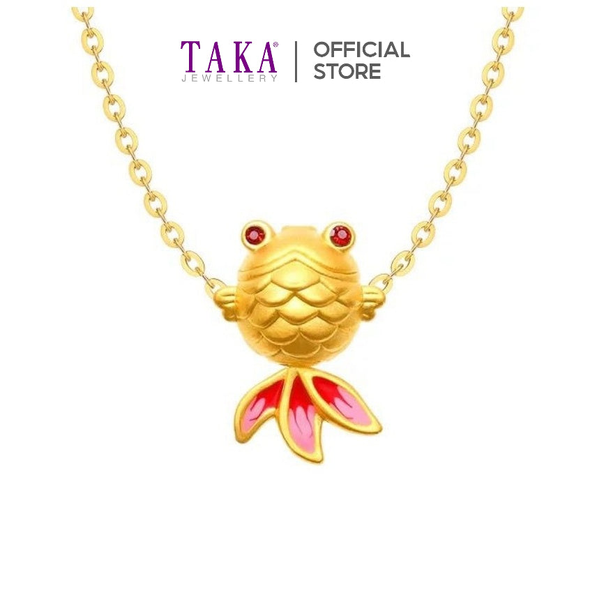 TAKA Jewellery 999 Pure Gold Pendant Gold Fish with Chain 9K