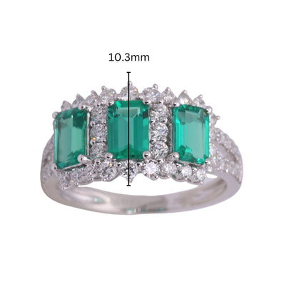 TAKA Jewellery Emerald Cut Lab Grown Emerald Diamond Ring 10K