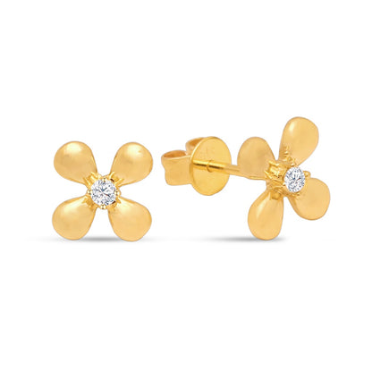 TAKA Jewellery Flower Gold Diamond Earrings 9K