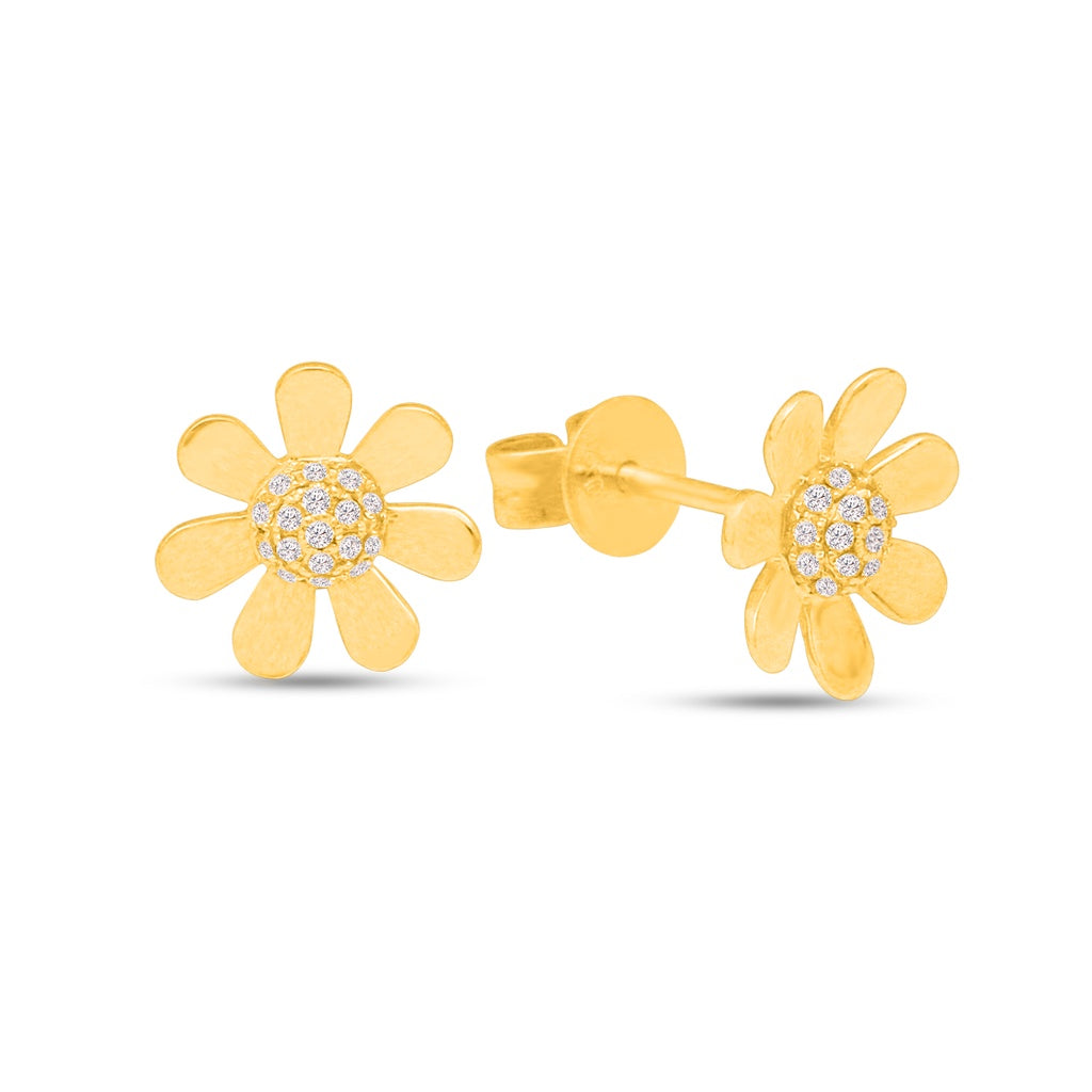 TAKA Jewellery Flower Gold Diamond Earrings 18K