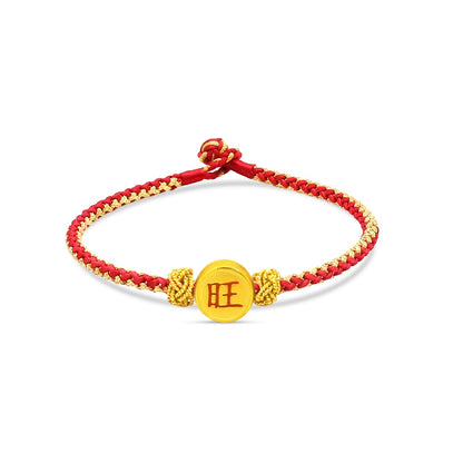 TAKA Jewellery 999 Gold Charm with Handmade Woven Bracelet