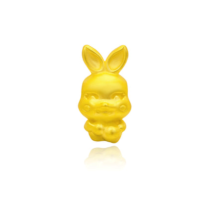TAKA Jewellery 999 Pure Gold Rabbit Pendant with Cord Bracelet HuLu