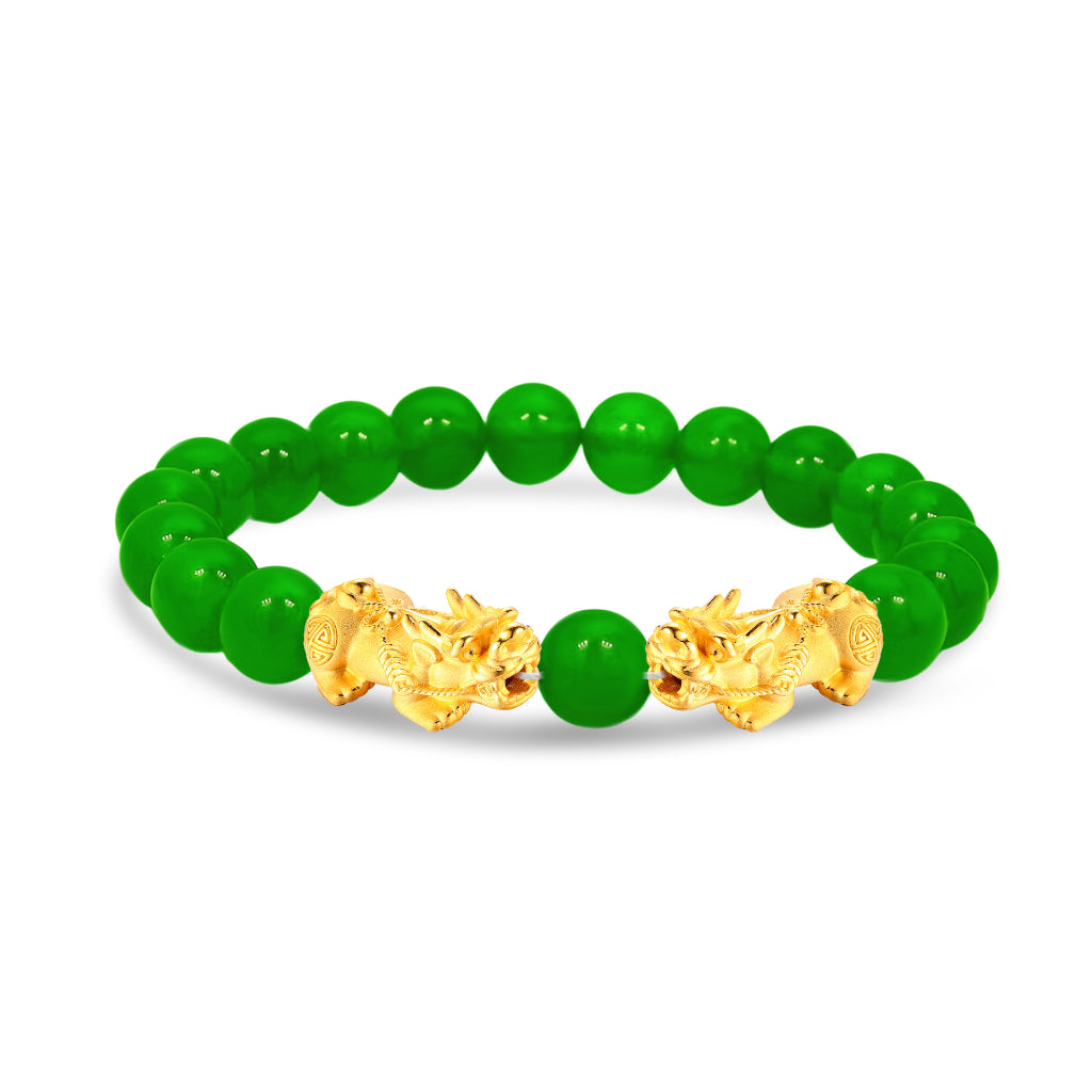 TAKA Jewellery 999 Pure Gold Double Pixiu Beads Bracelet