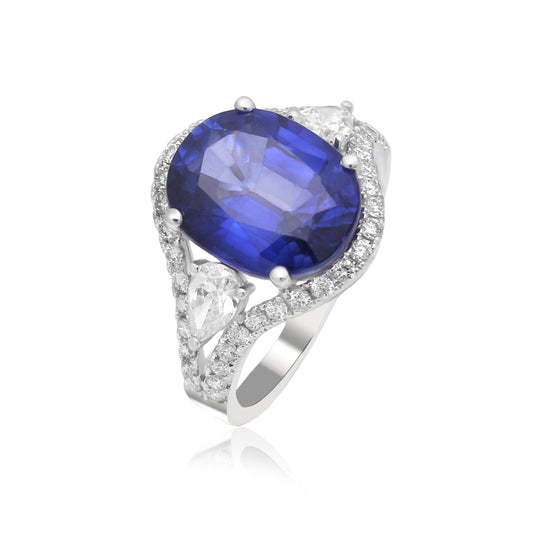 TAKA Jewellery Lab Grown Blue Sapphire and Diamond Ring 10K