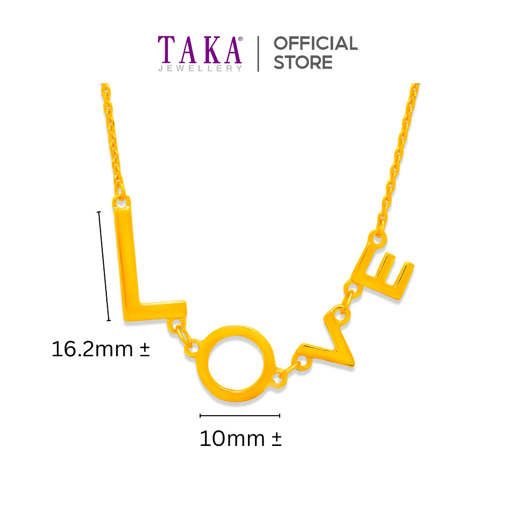 TAKA Jewellery 916 Gold Necklace Bold LOVE Letter