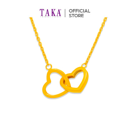 TAKA Jewellery 916 Gold Necklace Double Hearts
