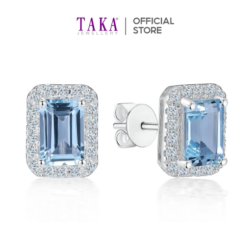 TAKA Jewellery Spectra Aquamarine Diamond Earrings 18K Gold