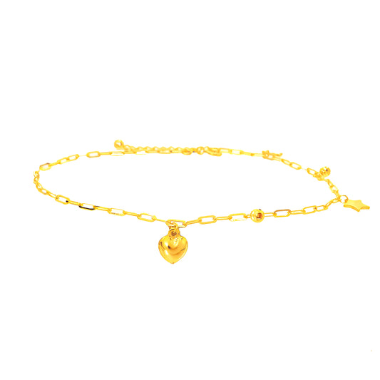 TAKA Jewellery Dolce 18K Gold Anklet Heart and Star
