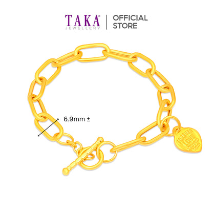 TAKA Jewellery 916 Gold Bracelet Links with Heart-shaped Charm