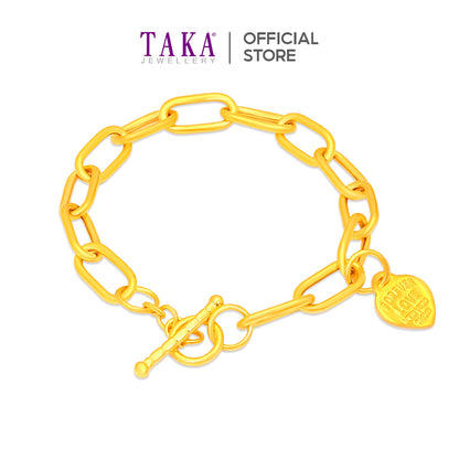TAKA Jewellery 916 Gold Bracelet Links with Heart-shaped Charm