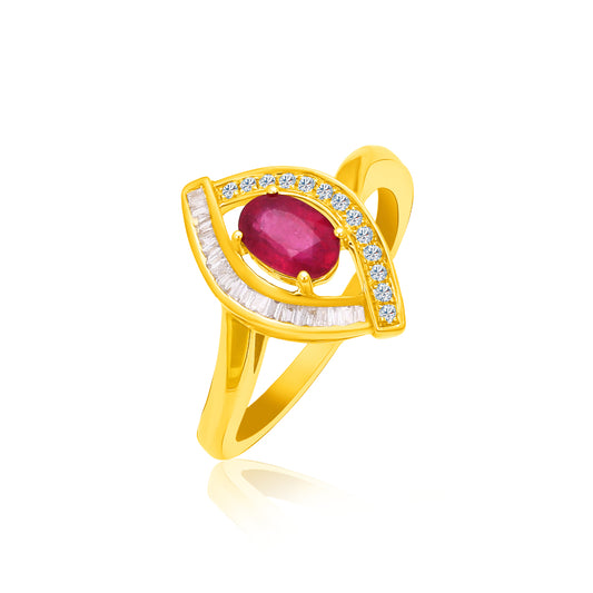 TAKA Jewellery Glass Filled Ruby Diamond Ring 18K