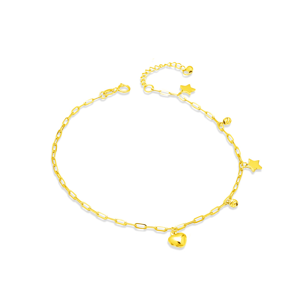 TAKA Jewellery Dolce 18K Gold Anklet Heart and Star TAKA Jewellery