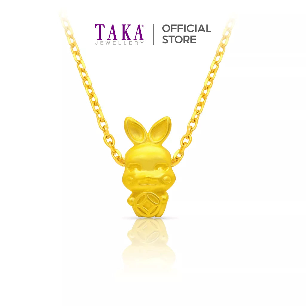 TAKA Jewellery 999 Pure Gold Rabbit Pendant with 9K Gold Chain