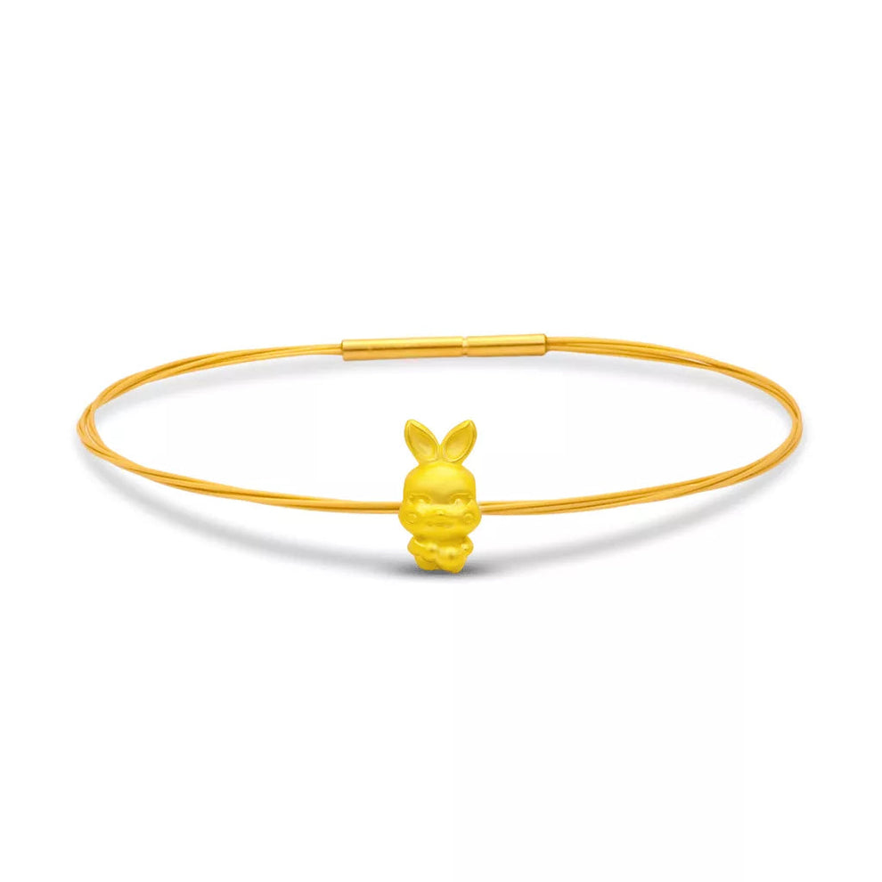 TAKA Jewellery 999 Pure Gold Rabbit Pendant with Cord Bracelet HuLu ...