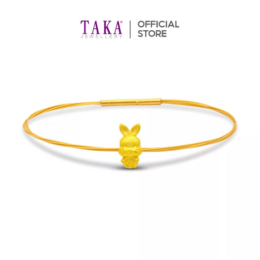TAKA Jewellery 999 Pure Gold Rabbit Pendant with Cord Bracelet