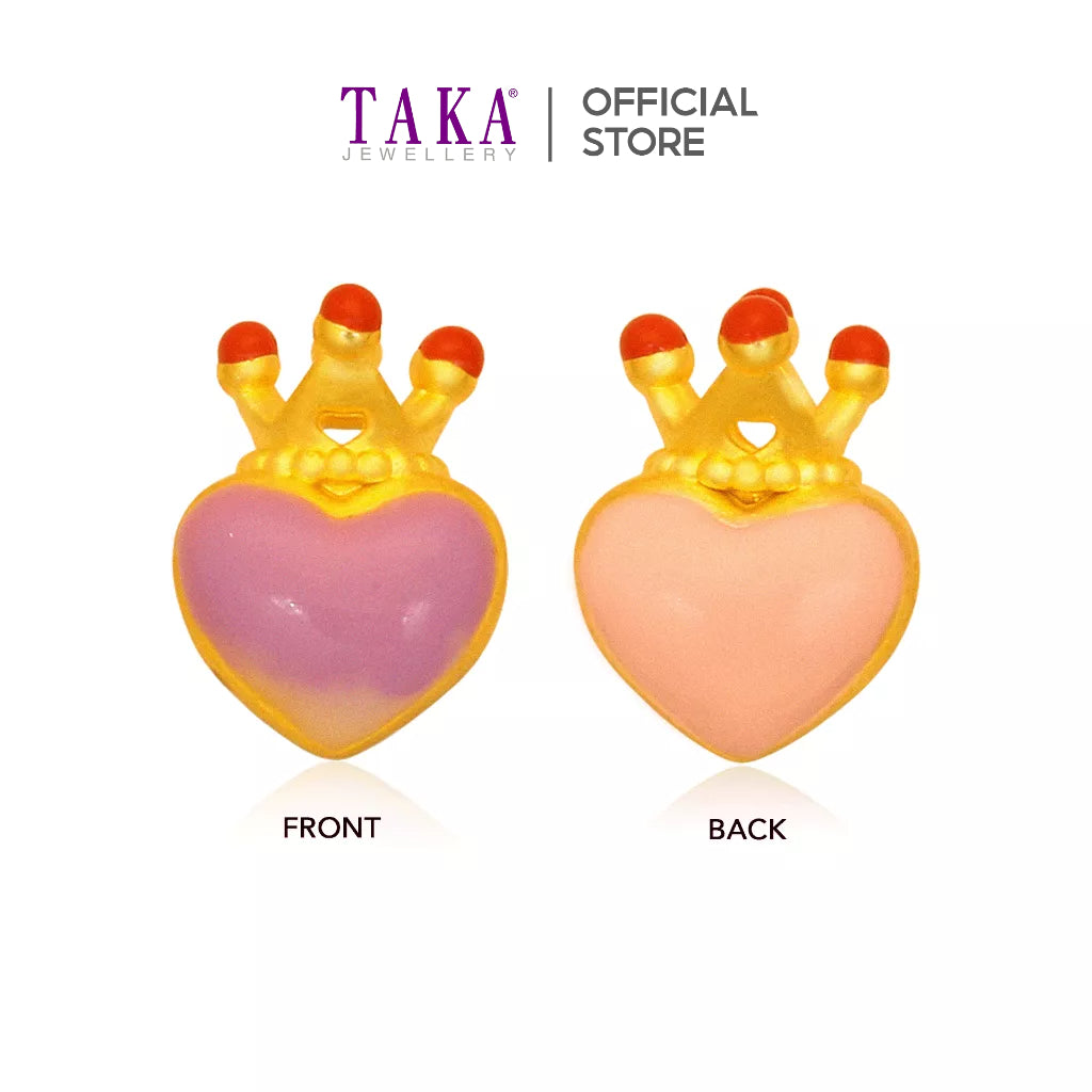 TAKA Jewellery 999 Pure Gold Charm Crown Heart