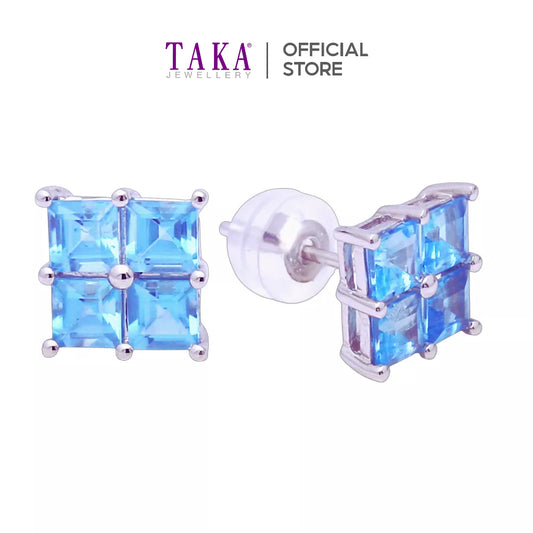 TAKA Jewellery Spectra Swiss Blue Topaz Earrings 9K