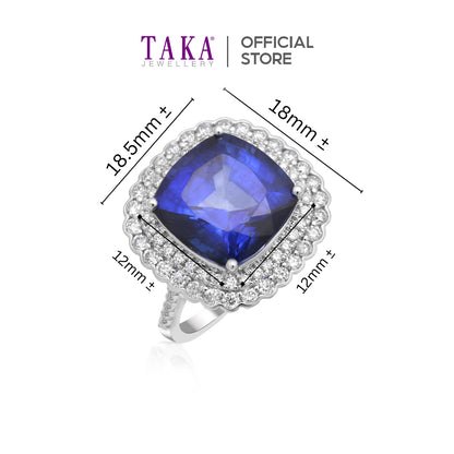 TAKA Jewellery Lab Grown Blue Sapphire and Diamond Ring 10K