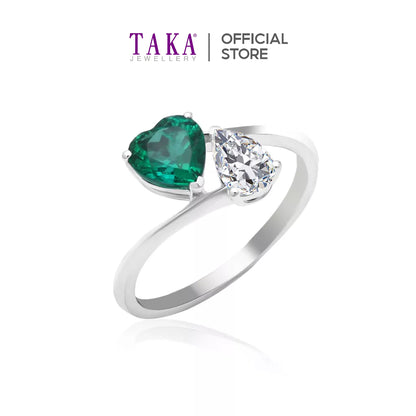 TAKA Jewellery Lab Grown Emerald Diamond Ring 10K