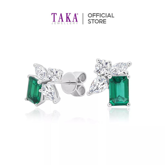 TAKA Jewellery Lab Grown Emerald Diamond Earrings 10K