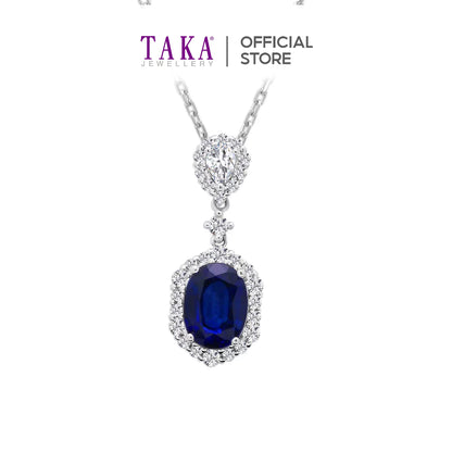 TAKA Jewellery Lab Grown Blue Sapphire and Diamond Necklace 10K