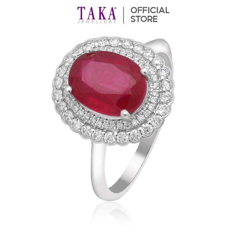 TAKA Jewellery Lab Grown Ruby and Diamond Ring 10K