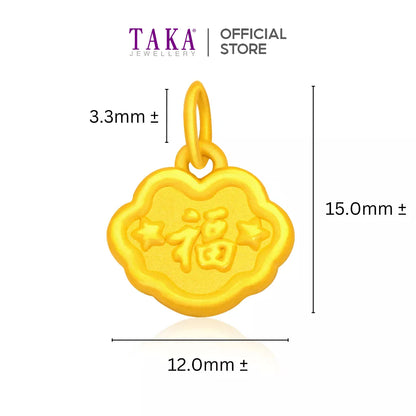 TAKA Jewellery 999 Pure Gold Pendant Wishes Blessing