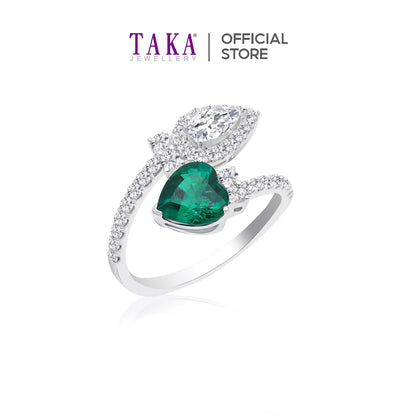 TAKA Jewellery Lab Grown Emerald Diamond Ring 10K