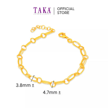 TAKA Jewellery 916 Gold Bracelet Round and Oval Links