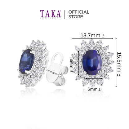TAKA Jewellery Lab Grown Blue Sapphire and Diamond Earrings 10K