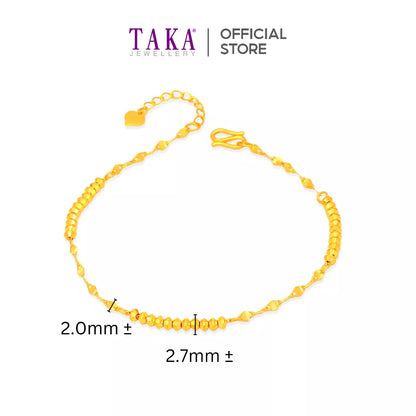 TAKA Jewellery 999 Pure Gold Bracelet Bling Bling Beads