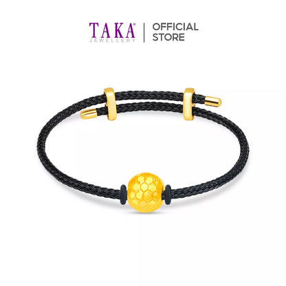 TAKA Jewellery 999 Pure Gold Ball Honeycomb with Cord Bracelet