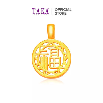 TAKA Jewellery 999 Pure Gold Pendant Blessing with 9K Gold Chain
