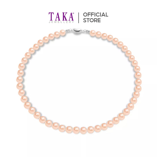 TAKA Jewellery Lustre Pink Pearl Necklace 925 Silver