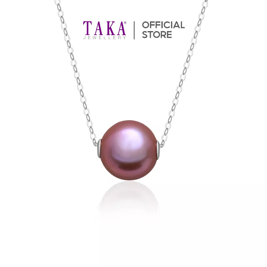 TAKA Jewellery Lustre Purple Pearl Necklace 925 Silver