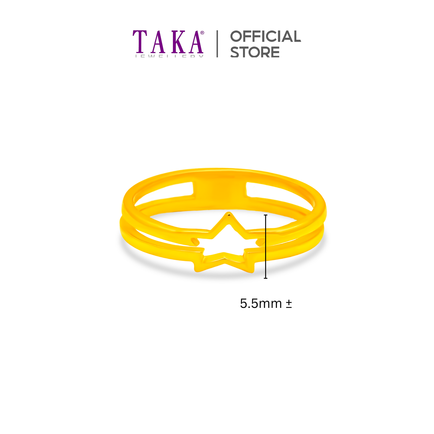 TAKA Jewellery 916 Gold Ring Star