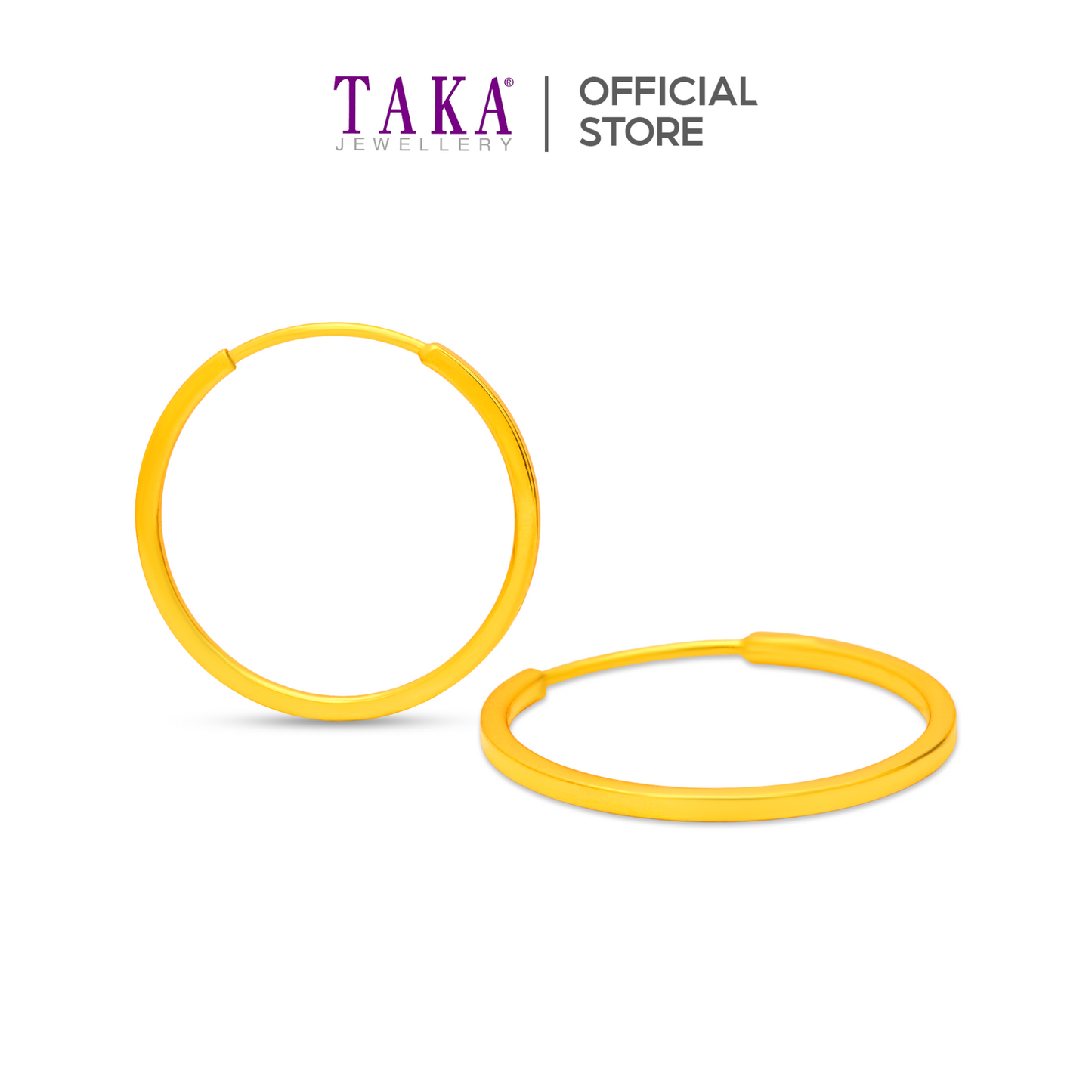 TAKA Jewellery 999 Pure Gold 5G Round Hoop Earrings