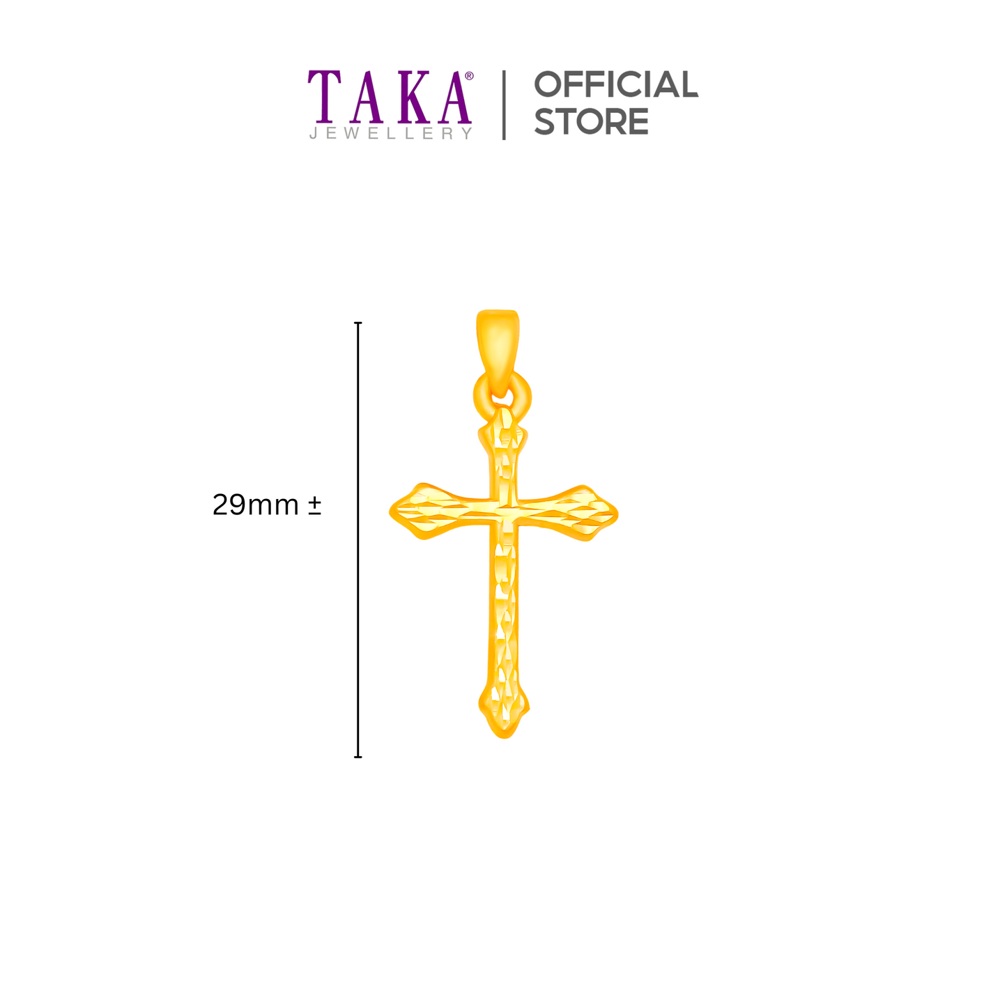 TAKA Jewellery 999 Pure Gold Pendant Cross with Cutting