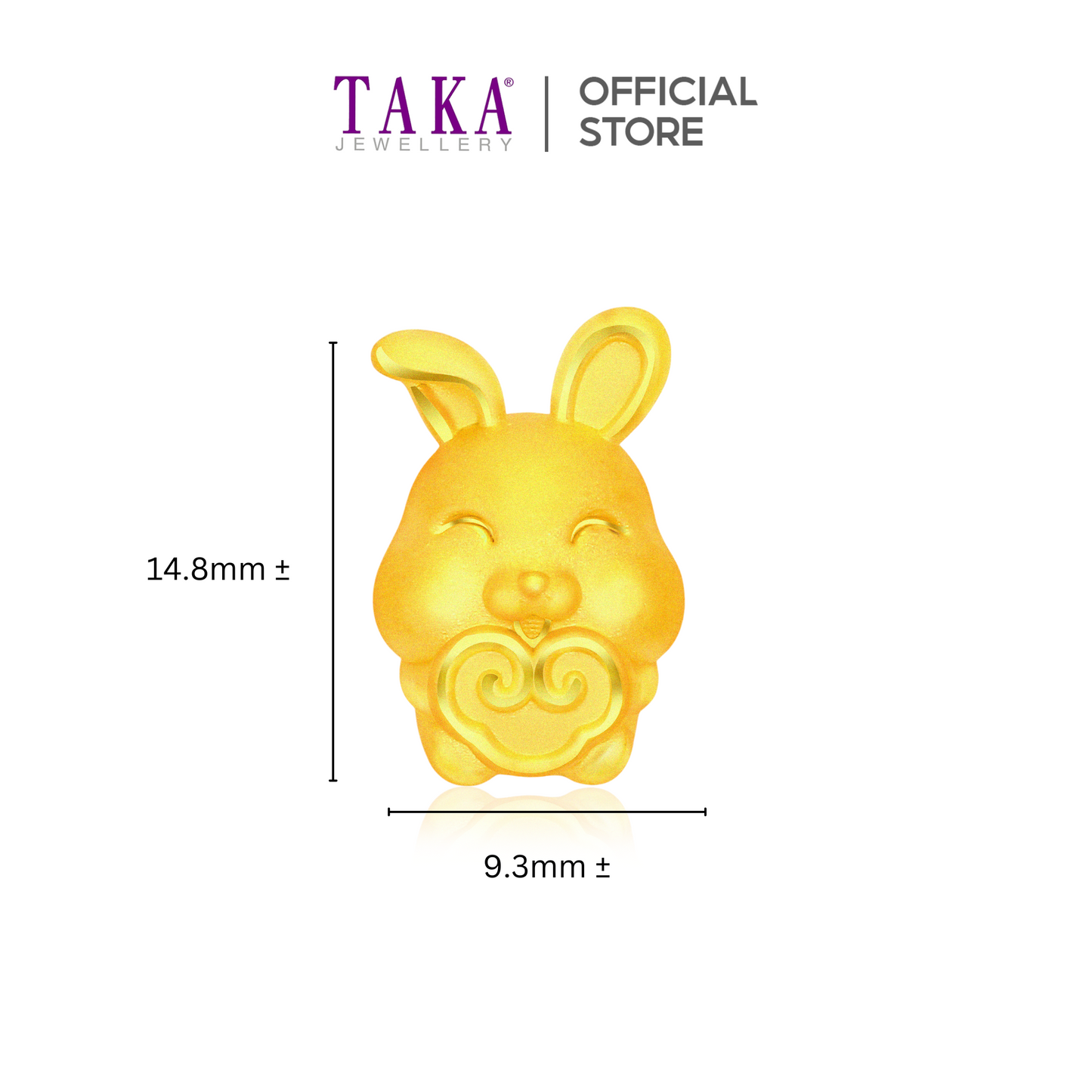 TAKA Jewellery 999 Pure Gold Charm Bunny with Ruyi