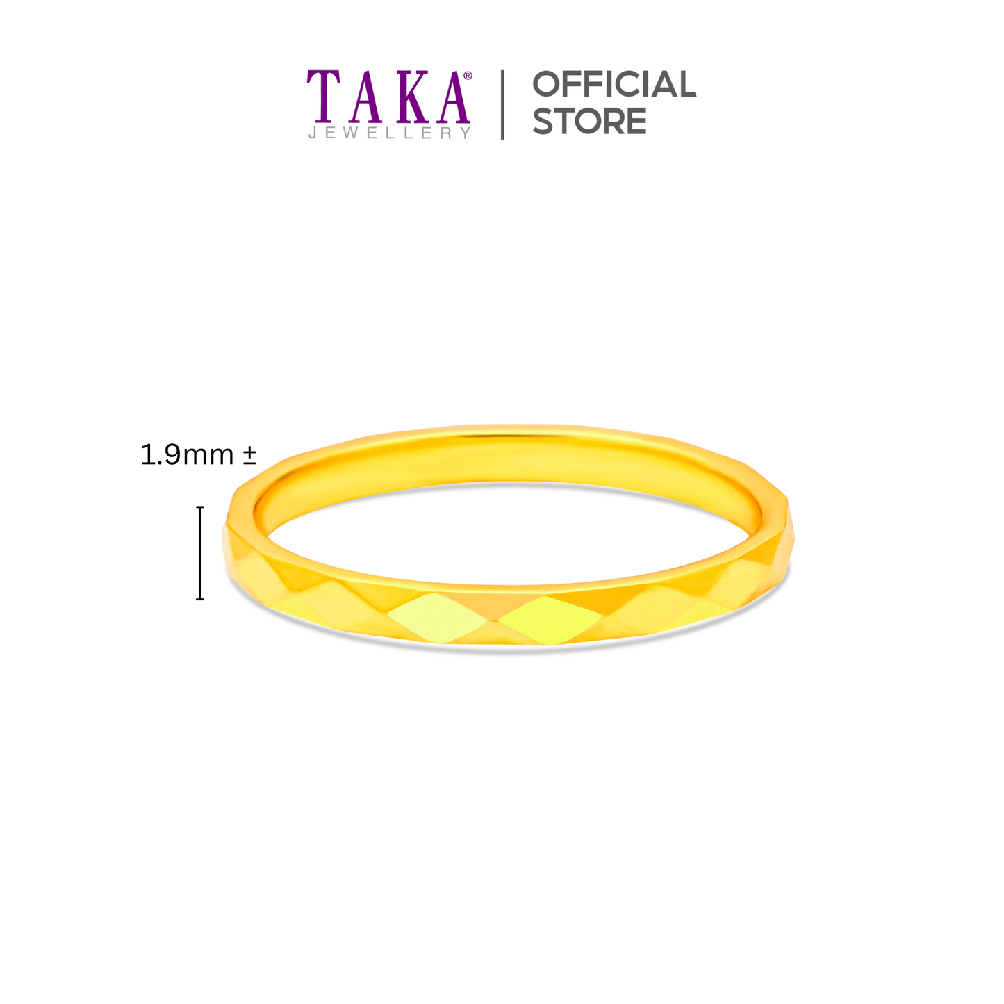 TAKA Jewellery 999 Pure Gold 5G Ring Diamond Cutting