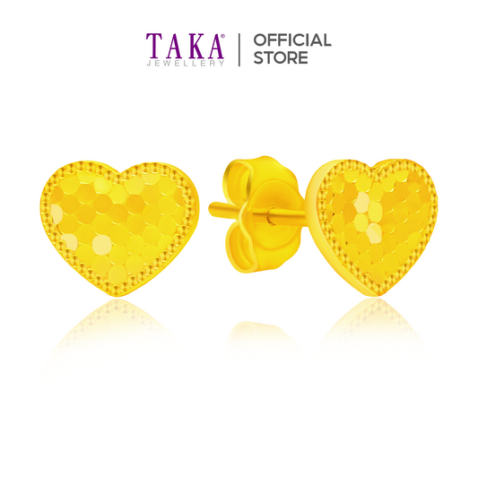TAKA Jewellery 999 Pure Gold 5G Earrings Heart-shaped