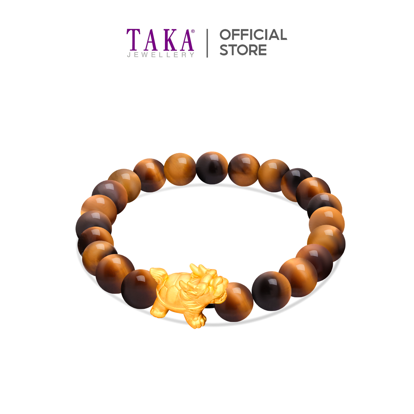 TAKA Jewellery 999 Pure Gold Charm with Beads Bracelet Dragon