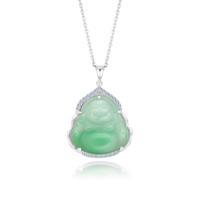 TAKA Jewellery Jade and Diamond Necklace 18k Gold Buddha